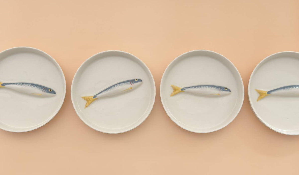 Hand-Painted Porcelain Sardine Tray
