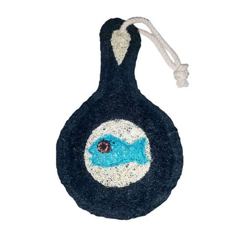 Fish Fry Skillet, Cast Iron friendly Loofah Scrubber