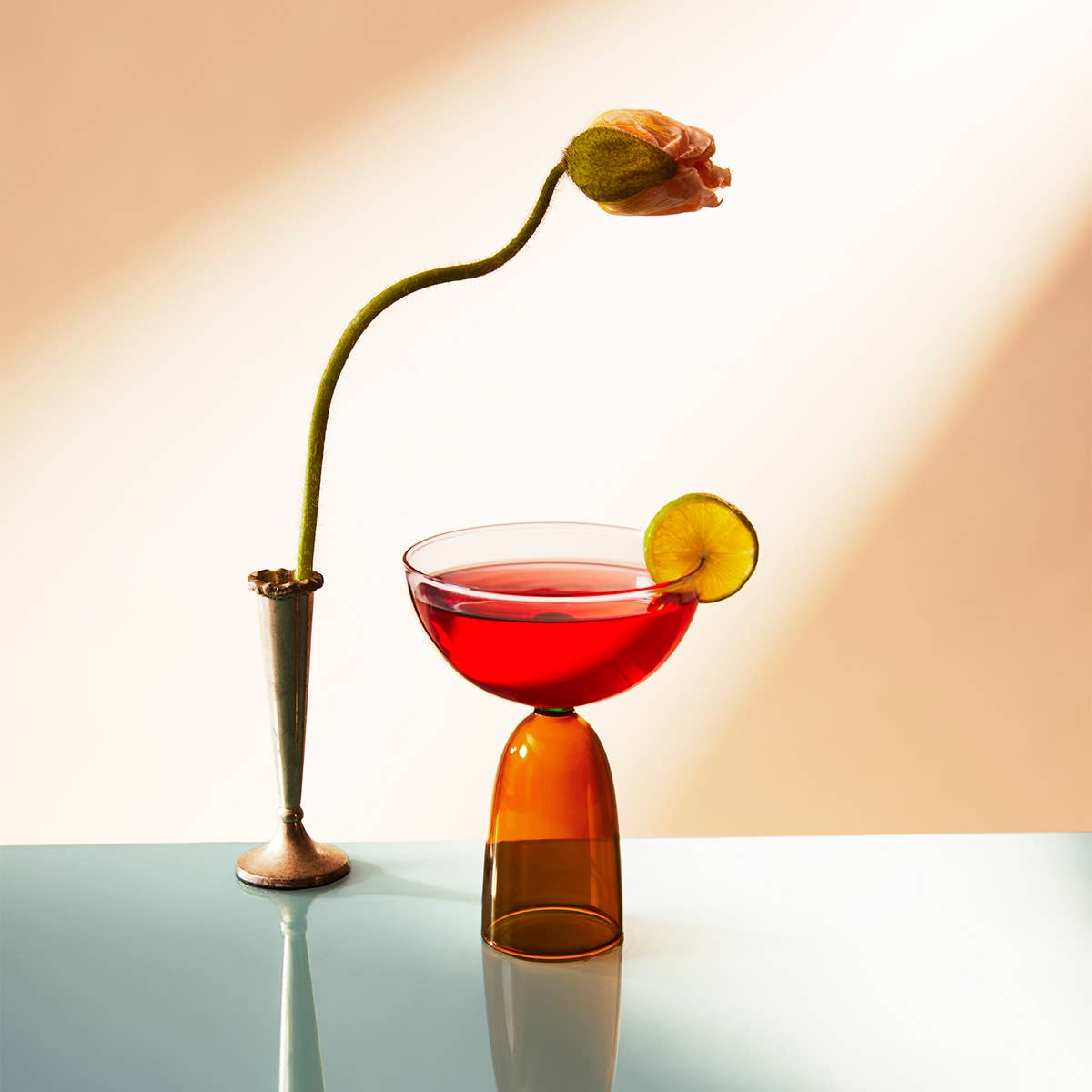 Coupe Clear and Amber Cocktail Liquor Glass