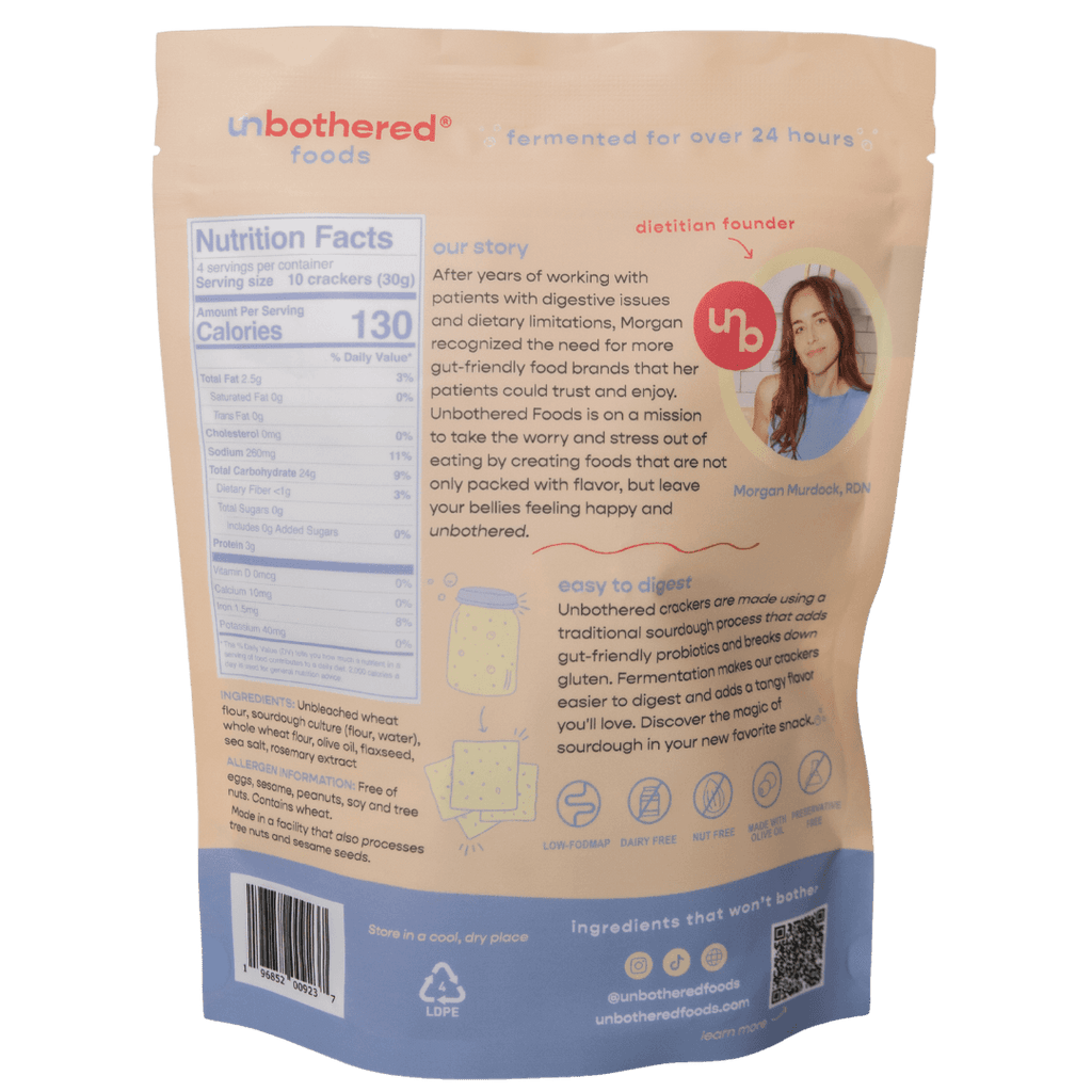 Sea Salt & Flax Crackers bag, back
