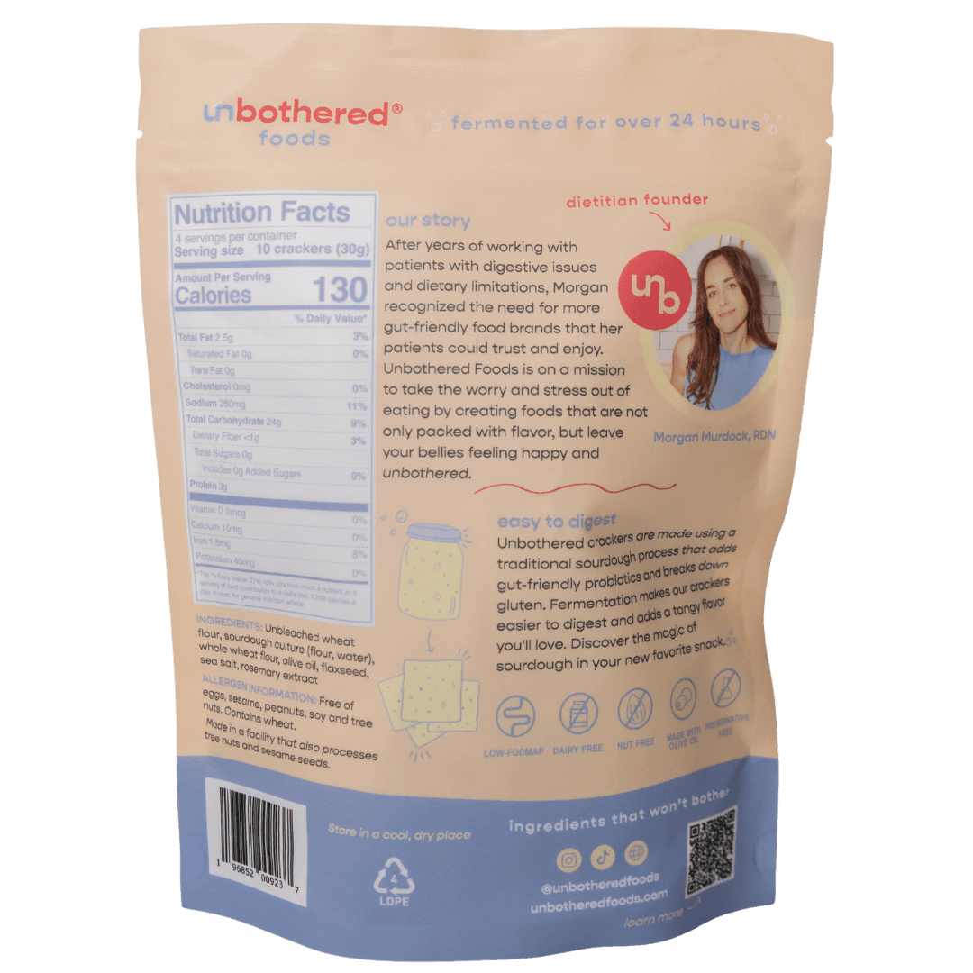 Sea Salt & Flax Crackers bag, back