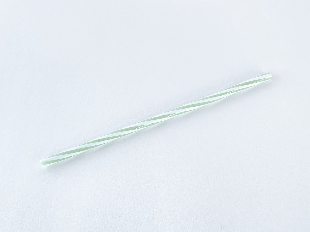 Mint and white twisted glass straw