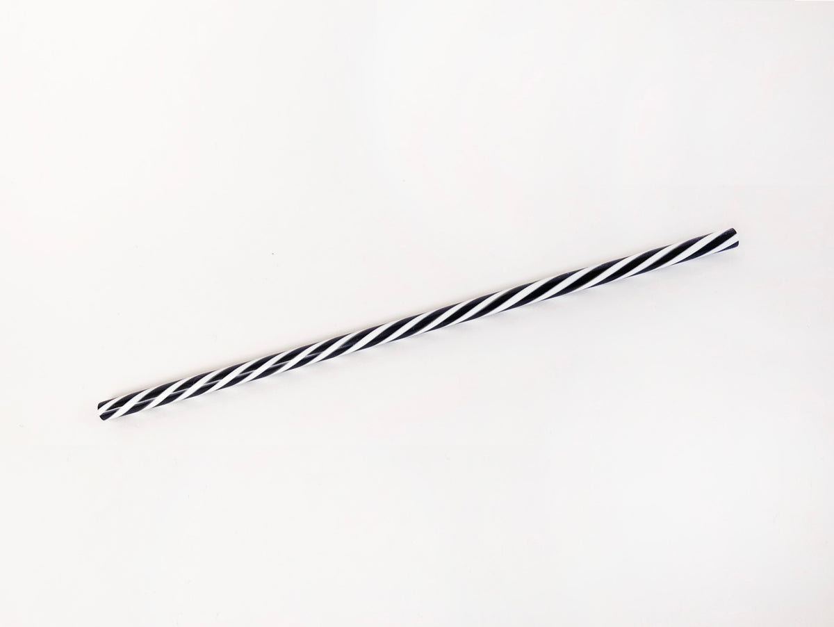 Black and white twisted glass straw