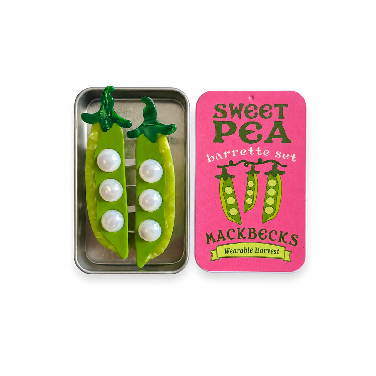 MackBecks Sweet Pea Barrette Set with tin