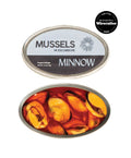 Minnow Mussels in Escabeche tin and carton