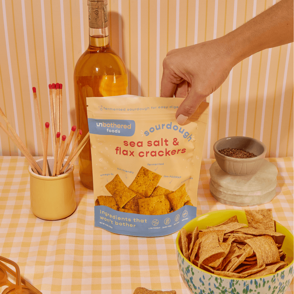 Sea Salt & Flax sourdough crackers served