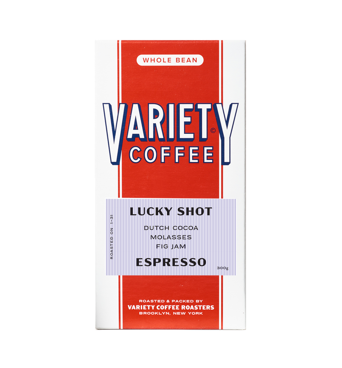 Lucky Shot Espresso 300g box from Variety Coffee