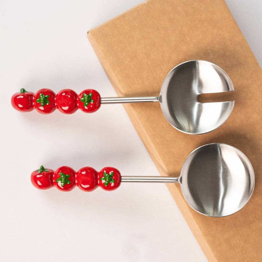 Tomato Handle Salad Server | Stainless Steel Set | Set of 2