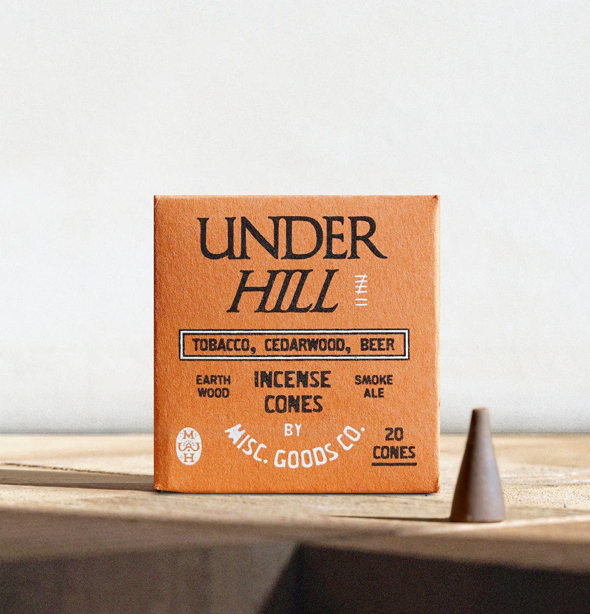 Underhill Incense Cones – Tobacco, Cedar & Ale | Clean Burning, 20-Pack