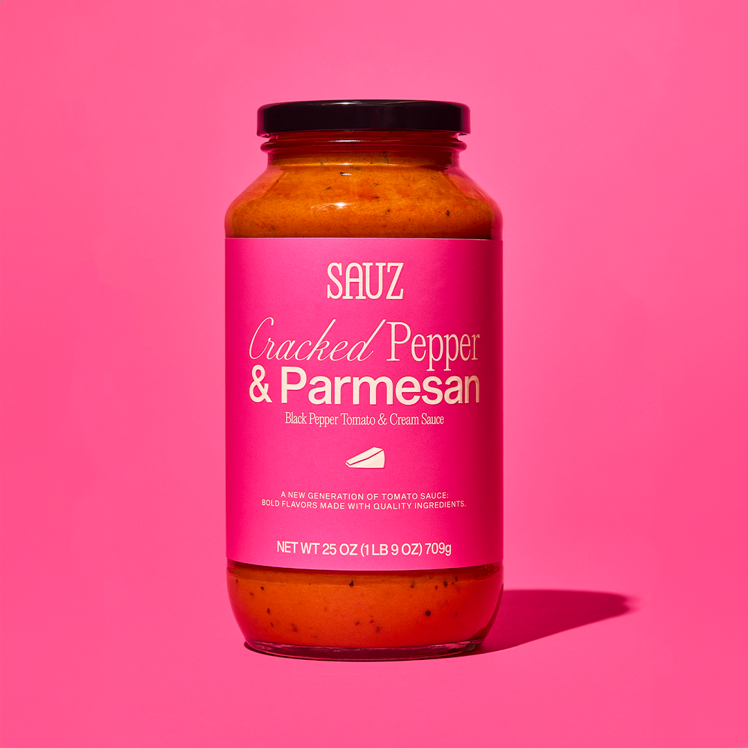 Sauz Cracked Pepper and Parmesan sauce jar