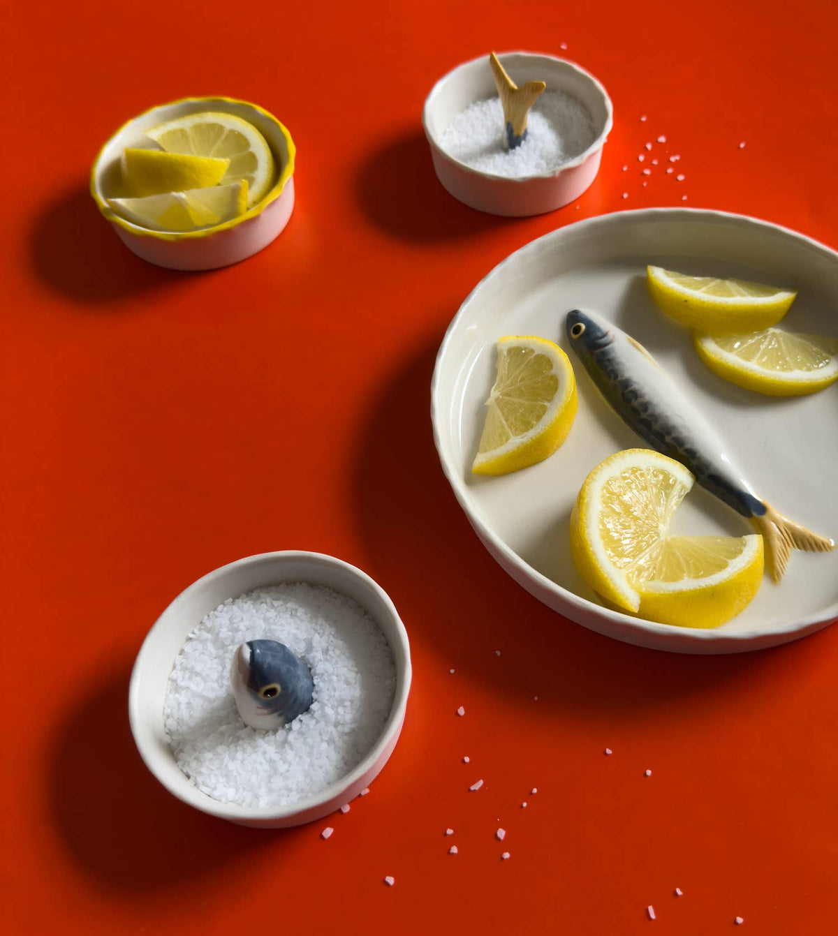 Hand-Painted Porcelain Sardine Bowl - Head