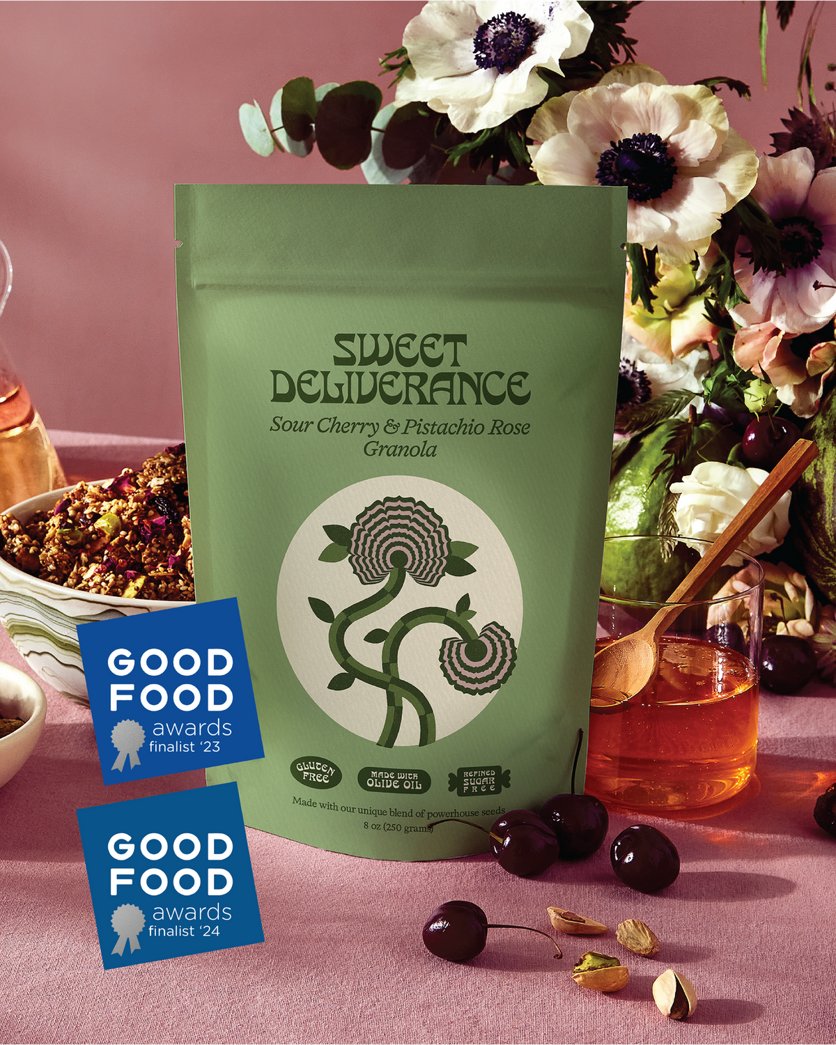 Sour Cherry & Pistachio Rose Granola awards