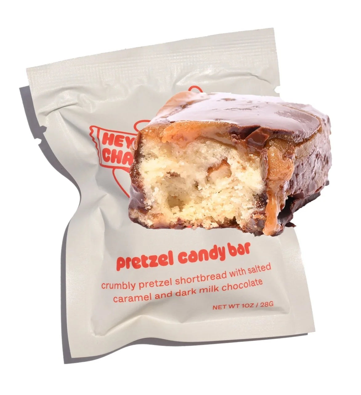 Hey Champ Pretzel Candy Bar with wrapper